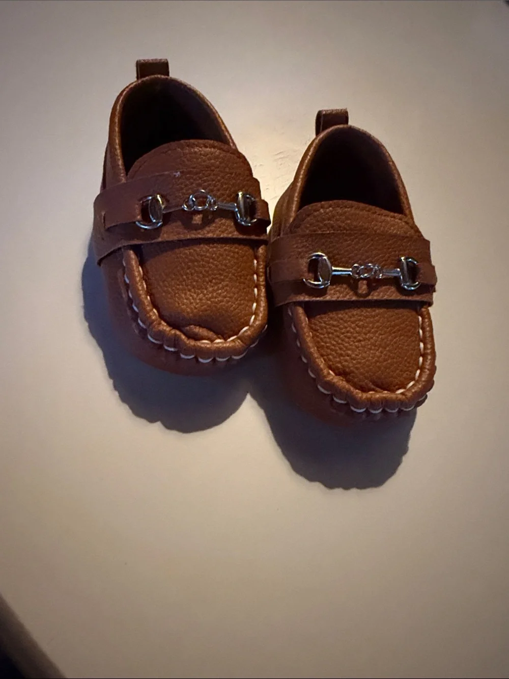 Lucky Brand Toddler Brown Faux-Leather Loafers with Metal Bit